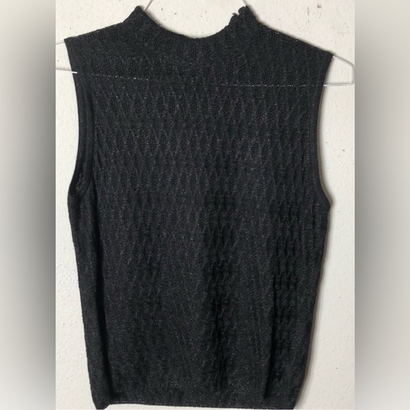NWT St John Griffith Gray Black Sparkle Knit Mock Neck Top - Picture 5 of 5